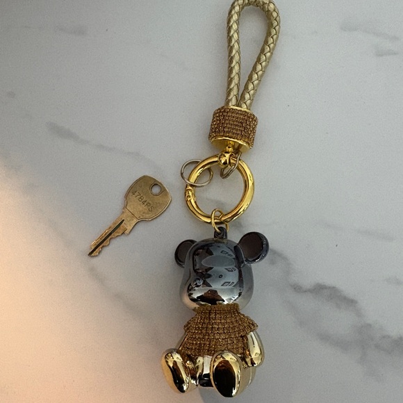 Gold Rhinestone Bear Keychain - Picture 6 of 9